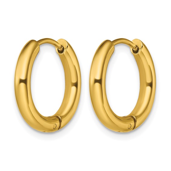 Chisel Stainless Steel Polished Yellow IP-plated 3mm Hinged Hoop Earrings