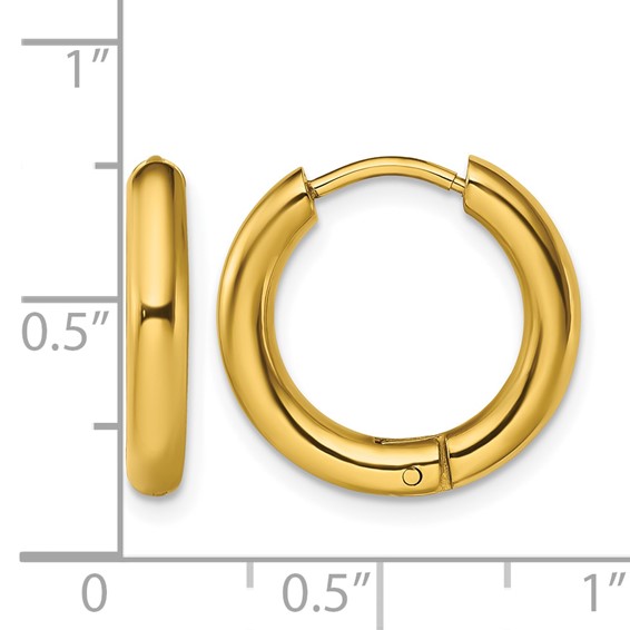 Chisel Stainless Steel Polished Yellow IP-plated 3mm Hinged Hoop Earrings