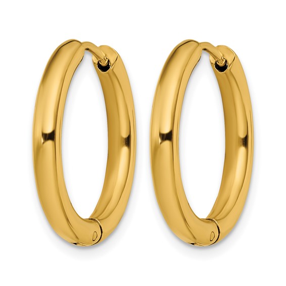 Chisel Stainless Steel Polished Yellow IP-plated 3mm Hinged Hoop Earrings