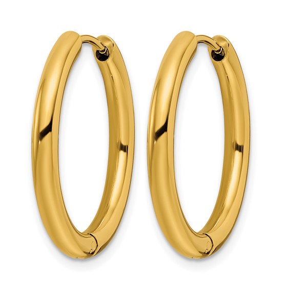 Chisel Stainless Steel Polished Yellow IP-plated 3mm Hinged Hoop Earrings