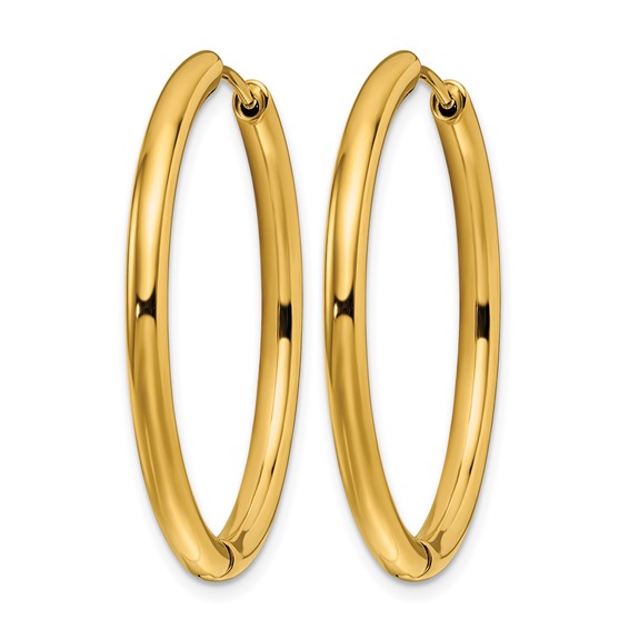 Chisel Stainless Steel Polished Yellow IP-plated 3mm Hinged Hoop Earrings