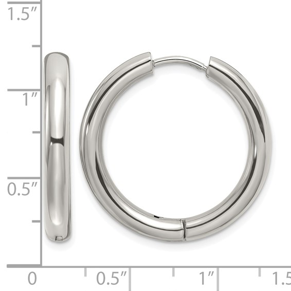 Chisel Stainless Steel Polished 3.5mm Hinged Hoop Earrings