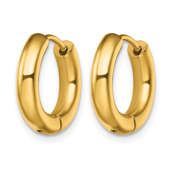 Chisel Stainless Steel Polished Yellow IP-plated 3.5mm Hinged Hoop Earrings