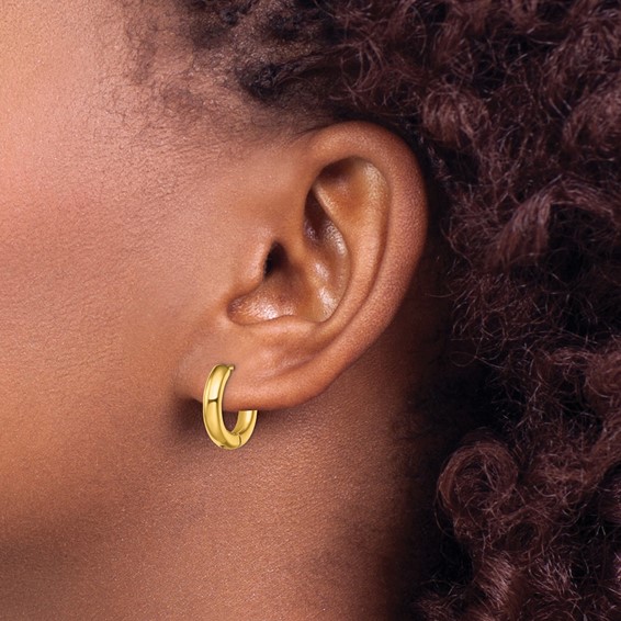 Chisel Stainless Steel Polished Yellow IP-plated 3.5mm Hinged Hoop Earrings