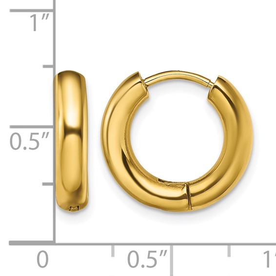 Chisel Stainless Steel Polished Yellow IP-plated 3.5mm Hinged Hoop Earrings