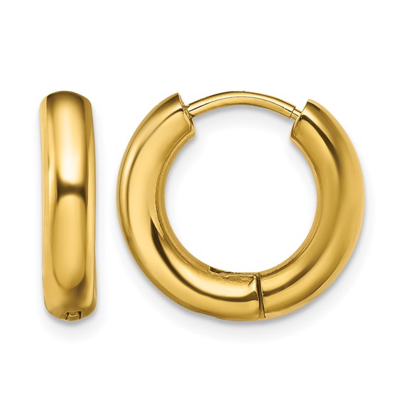 Chisel Stainless Steel Polished Yellow IP-plated 3.5mm Hinged Hoop Earrings