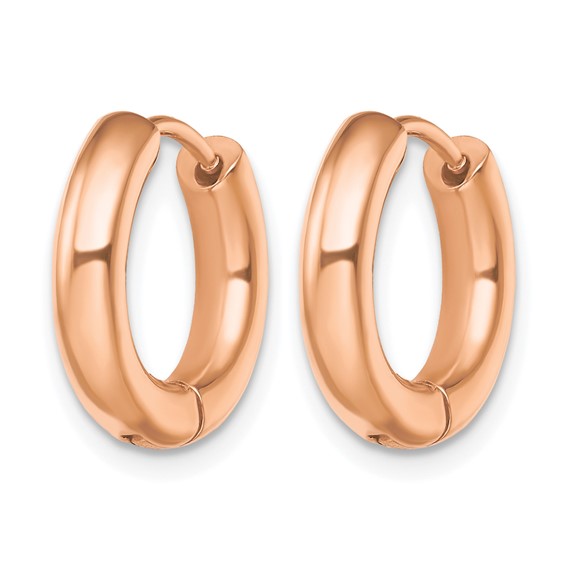 Chisel Stainless Steel Polished Rose IP-plated 3.5mm Hinged Hoop Earrings