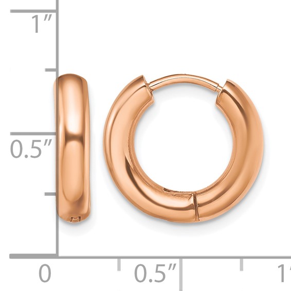 Chisel Stainless Steel Polished Rose IP-plated 3.5mm Hinged Hoop Earrings