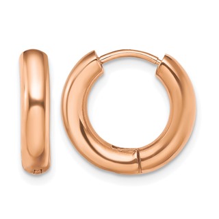 Chisel Stainless Steel Polished Rose IP-plated 3.5mm Hinged Hoop Earrings