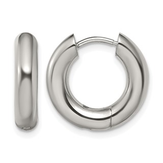 Chisel Stainless Steel Polished 4mm Hinged Hoop Earrings
