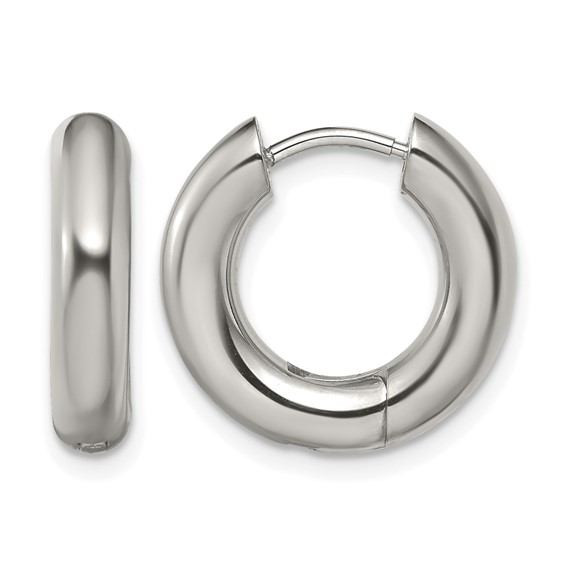 Chisel Stainless Steel Polished 4mm Hinged Hoop Earrings