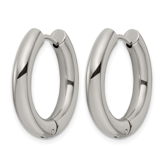 Chisel Stainless Steel Polished 4mm Hinged Hoop Earrings