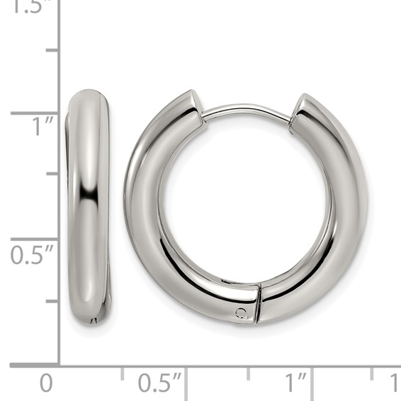 Chisel Stainless Steel Polished 4mm Hinged Hoop Earrings