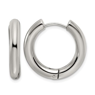 Chisel Stainless Steel Polished 4mm Hinged Hoop Earrings