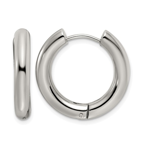 Chisel Stainless Steel Polished 4mm Hinged Hoop Earrings