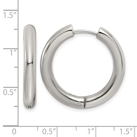 Chisel Stainless Steel Polished 4mm Hinged Hoop Earrings