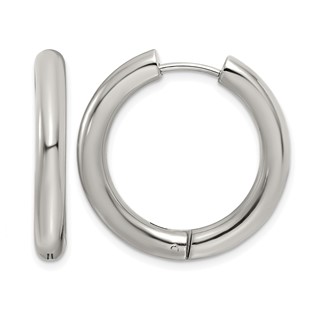 Chisel Stainless Steel Polished 4mm Hinged Hoop Earrings