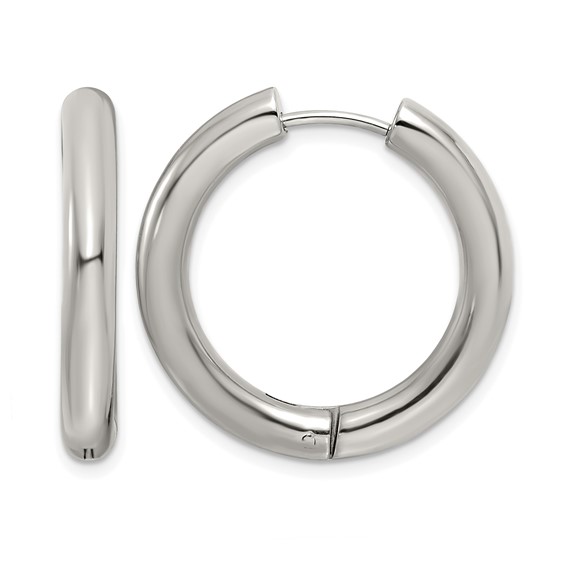 Chisel Stainless Steel Polished 4mm Hinged Hoop Earrings