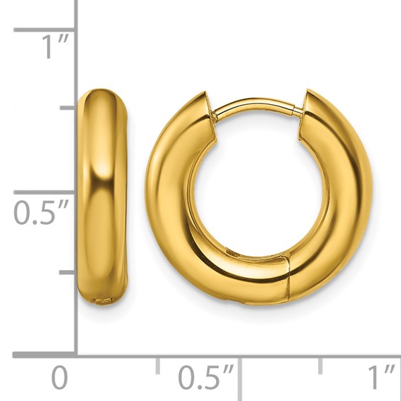 Chisel Stainless Steel Polished Yellow IP-plated 4mm Hinged Hoop  Earrings