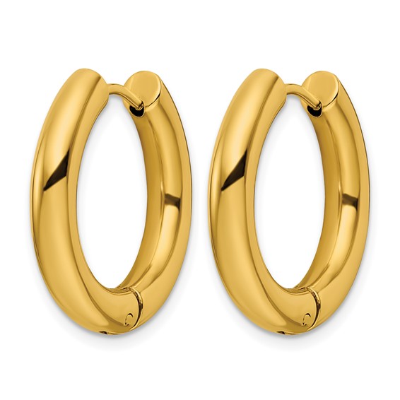 Chisel Stainless Steel Polished Yellow IP-plated 4mm Hinged Hoop Earrings