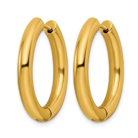 Chisel Stainless Steel Polished Yellow IP-plated 4mm Hinged Hoop Earrings