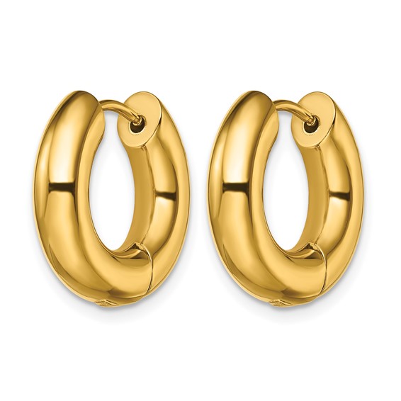 Chisel Stainless Steel Polished Yellow IP-plated 5mm Hinged Hoop Earrings