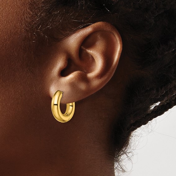 Chisel Stainless Steel Polished Yellow IP-plated 5mm Hinged Hoop Earrings