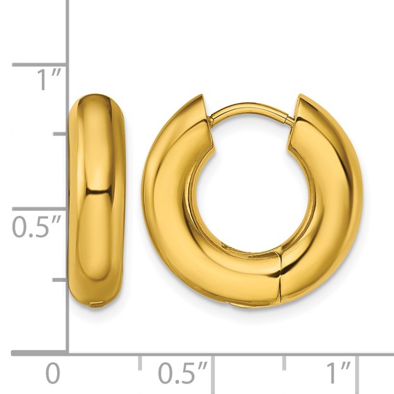 Chisel Stainless Steel Polished Yellow IP-plated 5mm Hinged Hoop Earrings