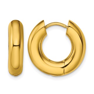 Chisel Stainless Steel Polished Yellow IP-plated 5mm Hinged Hoop Earrings