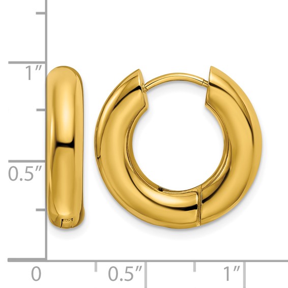 Chisel Stainless Steel Polished Yellow IP-plated 5mm Hinged Hoop Earrings