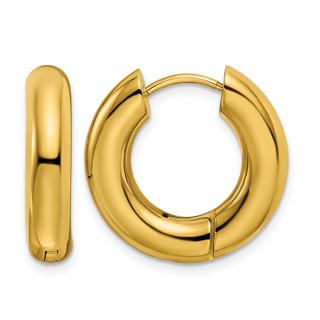 Chisel Stainless Steel Polished Yellow IP-plated 5mm Hinged Hoop Earrings