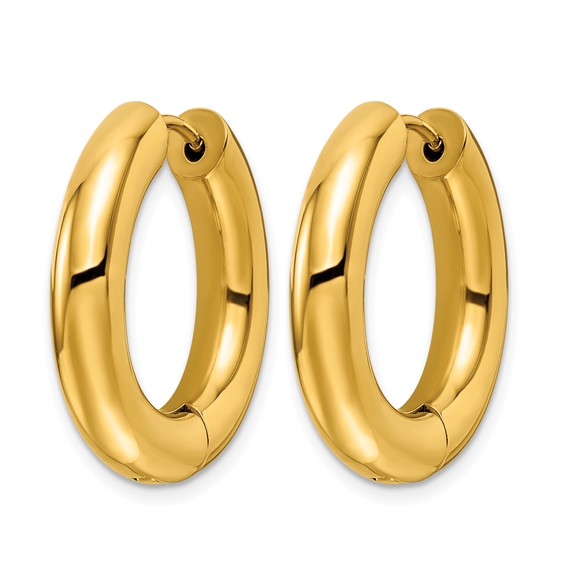 Chisel Stainless Steel Polished Yellow IP-plated 5mm Hinged Hoop Earrings