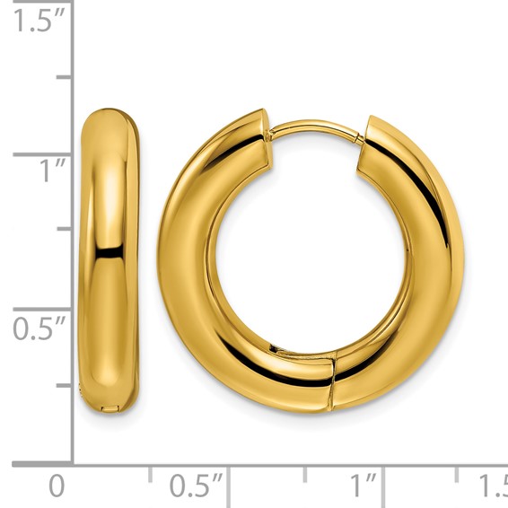 Chisel Stainless Steel Polished Yellow IP-plated 5mm Hinged Hoop Earrings