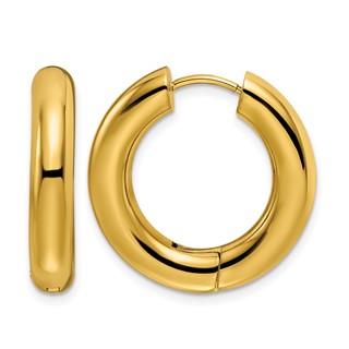 Chisel Stainless Steel Polished Yellow IP-plated 5mm Hinged Hoop Earrings