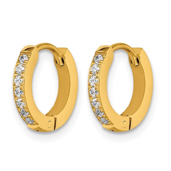 Chisel Stainless Steel Polished Yellow IP-plated with Preciosa Crystal Hinged Hoop Earrings