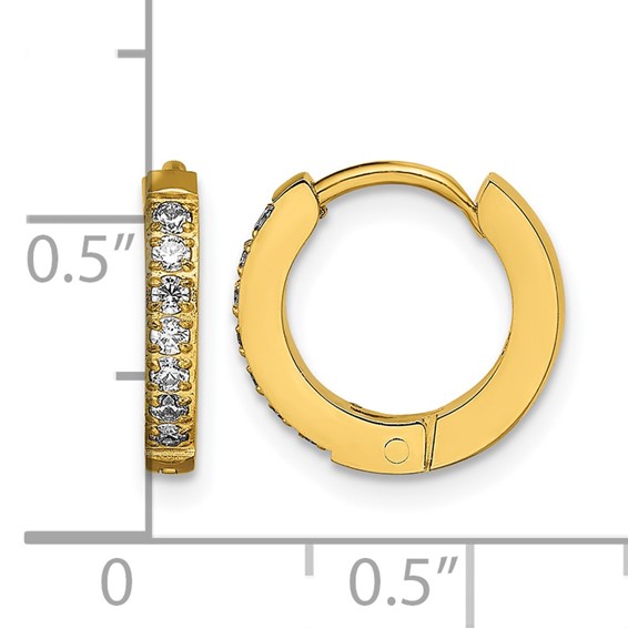 Chisel Stainless Steel Polished Yellow IP-plated with Preciosa Crystal Hinged Hoop Earrings
