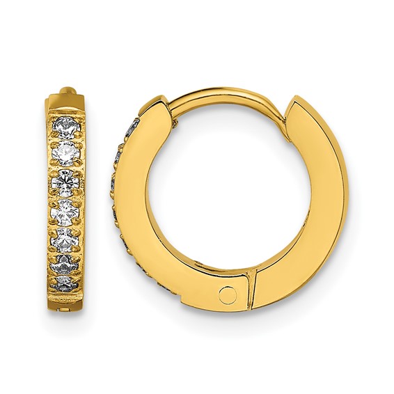 Chisel Stainless Steel Polished Yellow IP-plated with Preciosa Crystal Hinged Hoop Earrings