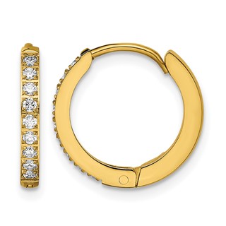 Chisel Stainless Steel Polished Yellow IP-plated with Preciosa Crystal Hinged Hoop Earrings