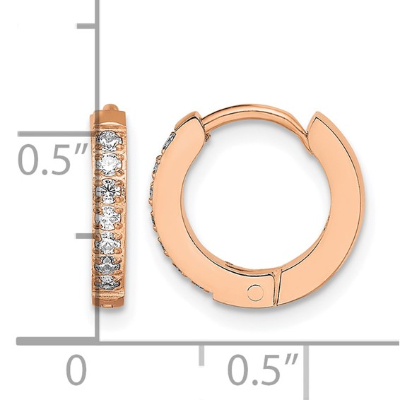 Chisel Stainless Steel Polished Rose IP-plated with Preciosa Crystal Hinged Hoop Earrings