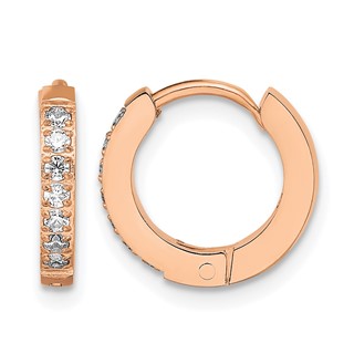 Chisel Stainless Steel Polished Rose IP-plated with Preciosa Crystal Hinged Hoop Earrings
