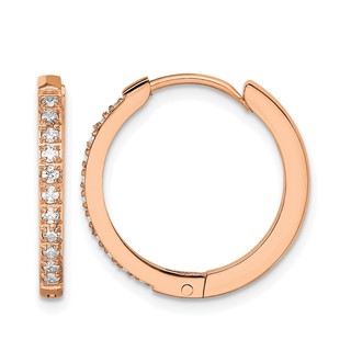 Chisel Stainless Steel Polished Rose IP-plated with Preciosa Crystal Hinged Hoop Earrings