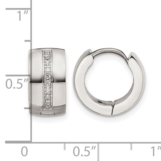 Chisel Stainless Steel Polished with Preciosa Crystal 7mm Hinged Hoop Earrings