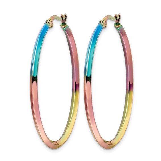 Chisel Stainless Steel Polished Rainbow IP-plated 2.5mm Hoop Earrings