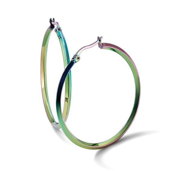 Chisel Stainless Steel Polished Rainbow IP-plated 2.5mm Hoop Earrings