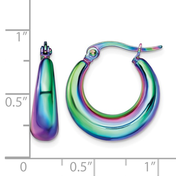 Chisel Stainless Steel Polished Rainbow IP-plated Hoop Earrings