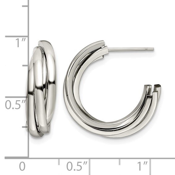 Chisel Stainless Steel Polished Post Hoop Earrings