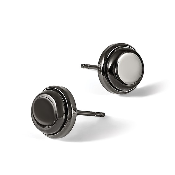 Chisel Stainless Steel Polished Black IP-plated Post Earrings