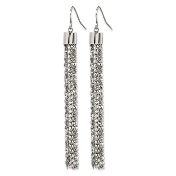Chisel Stainless Steel Polished Multi Strand Chain Dangle Earrings