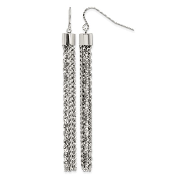 Chisel Stainless Steel Polished Multi Strand Chain Dangle Earrings