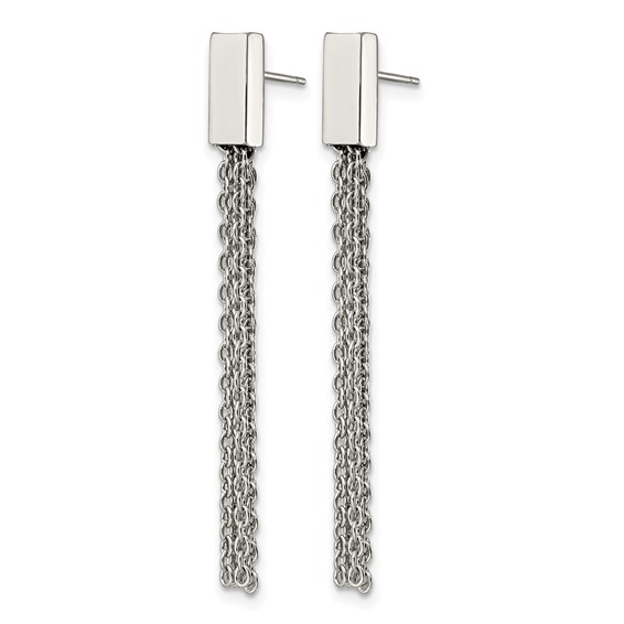 Chisel Stainless Steel Polished Multi Chain Post Dangle Earrings